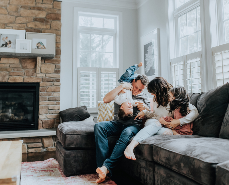 family bonding in living room