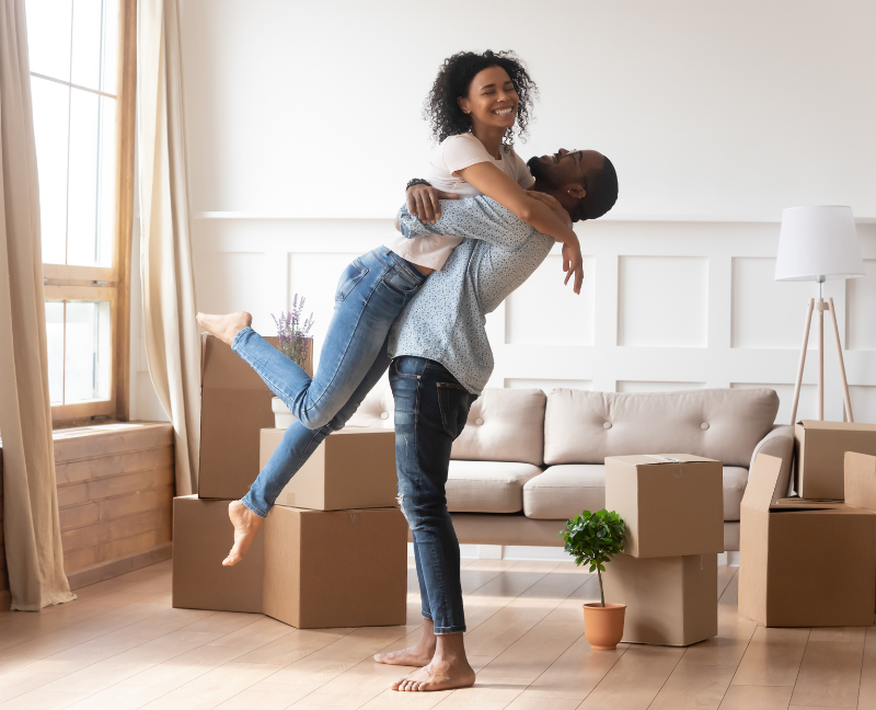 couple in their new home