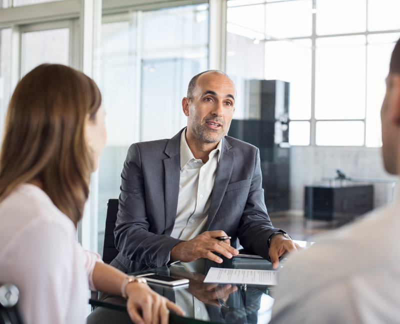 title service provider and home buyers talking
