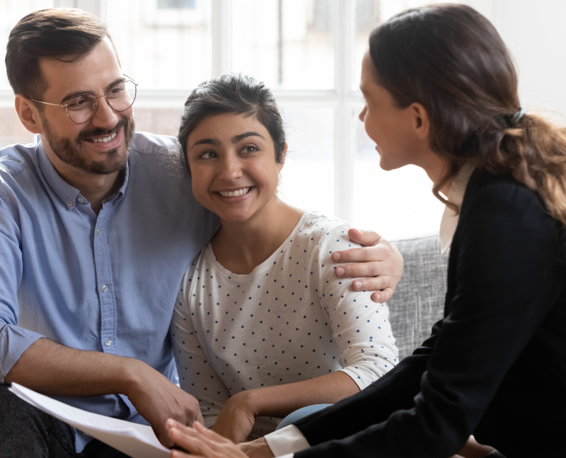 homebuyer talking to real estate agent