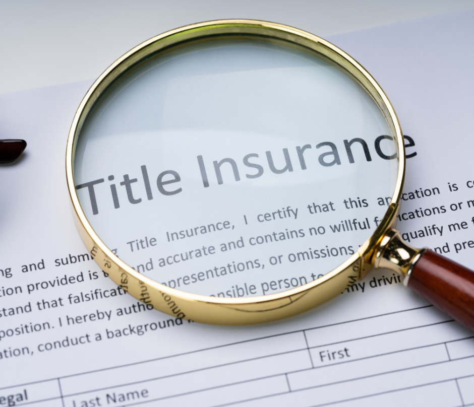 title insurance form and magnifying glass