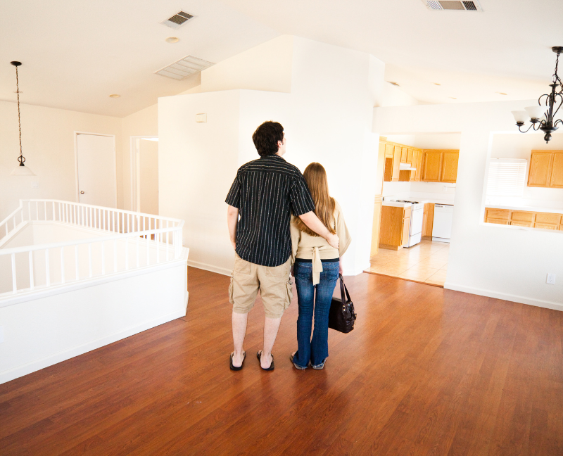 couple looking at new spacious home